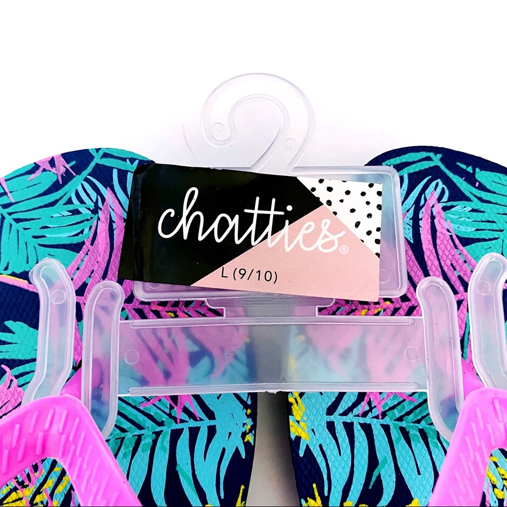 Palm Leaf Flip Flops Sandals Neon Navy Blue - Picture 2 of 7